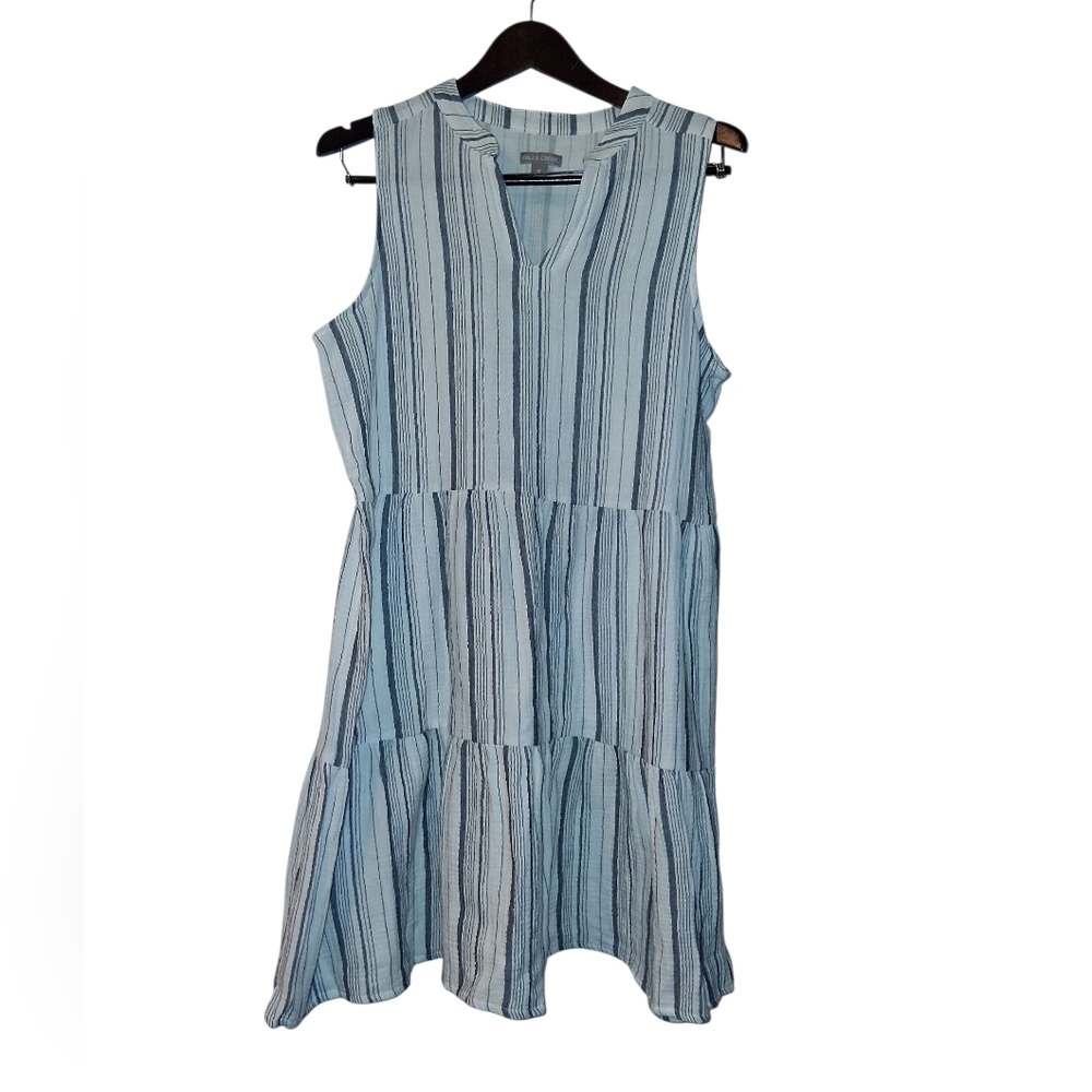 Falls Creek Blue and White Striped Midi Dress
